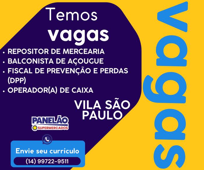 Vagas Panelão Supermercados Vila São Paulo