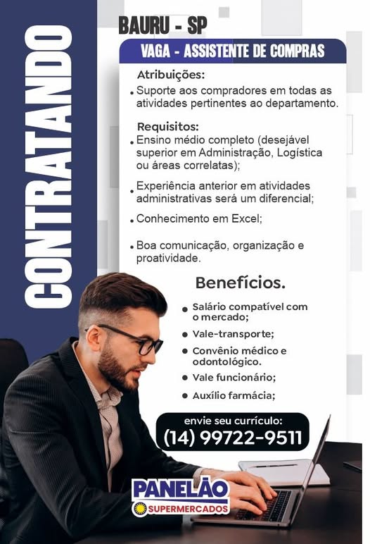 Vaga Assistente de Compras Panelão Supermercados